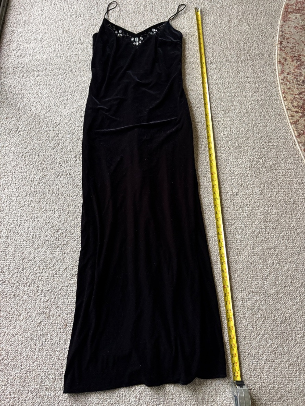 Dave & Johnny Black Velvet Beaded Prom Dress Sheer Back Y2K Formal Gown 15/16 - Picture 11 of 11
